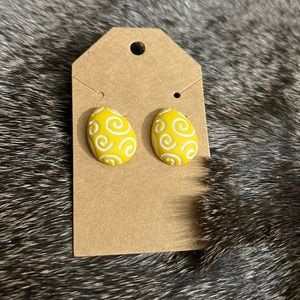 Yellow and white plastic egg earrings handmade Easter earrings